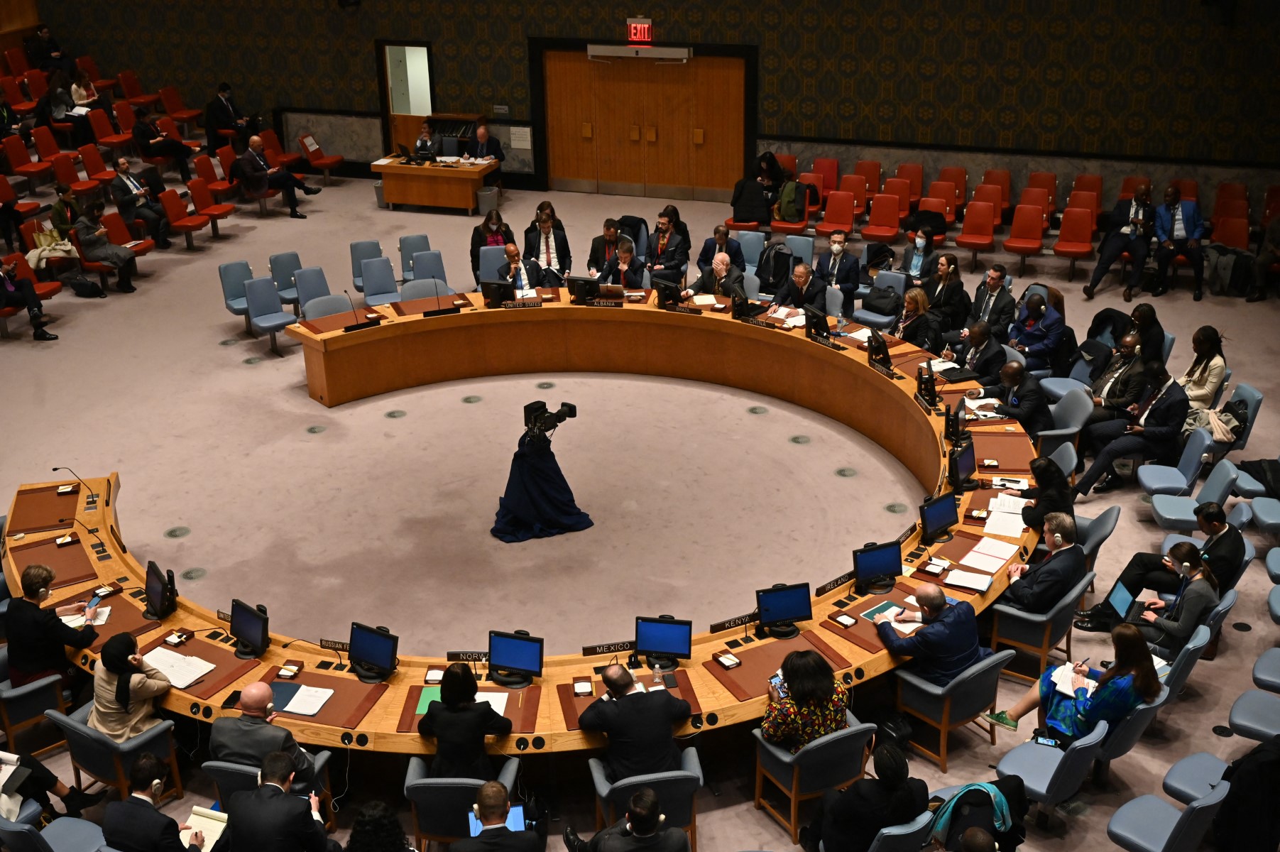 The United Nations Security Council votes on a draft resolution calling for an immediate end to violence in Myanmar and the release of political prisoners, at the UN headquarters in New York on December 22, 2022. (AFP)